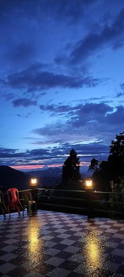 Evening light over the surrounding hills